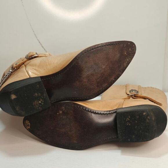Tan buckle Vintage leather Cowboy boots sz 8.5 by Dingo - Picture 7 of 7